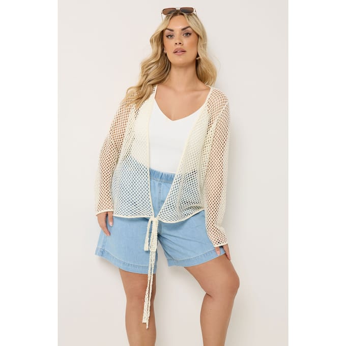 Yours Ivoorwit Pointelle Strikvest Size 50-52