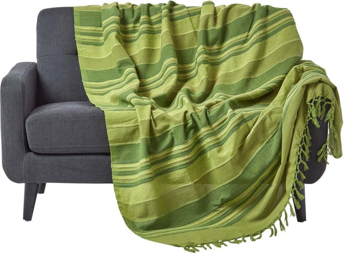 Homescapes Marokko sprei groene strepen, 255 x 360 cm