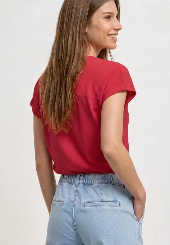 Shirt met overhangende schouders en structuurmix