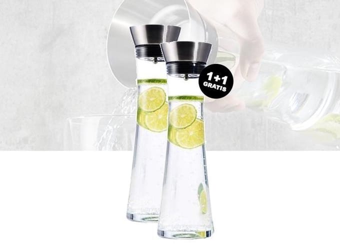 Waterkaraf - 1 Liter - Inclusief RVS Filter - 2 stuks