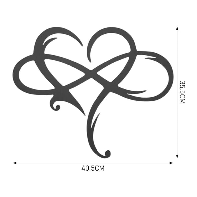 1 Cœur Infini Amour Éternel Ornement Mural en Fer à Suspendre, Noir, Taille 2 noir