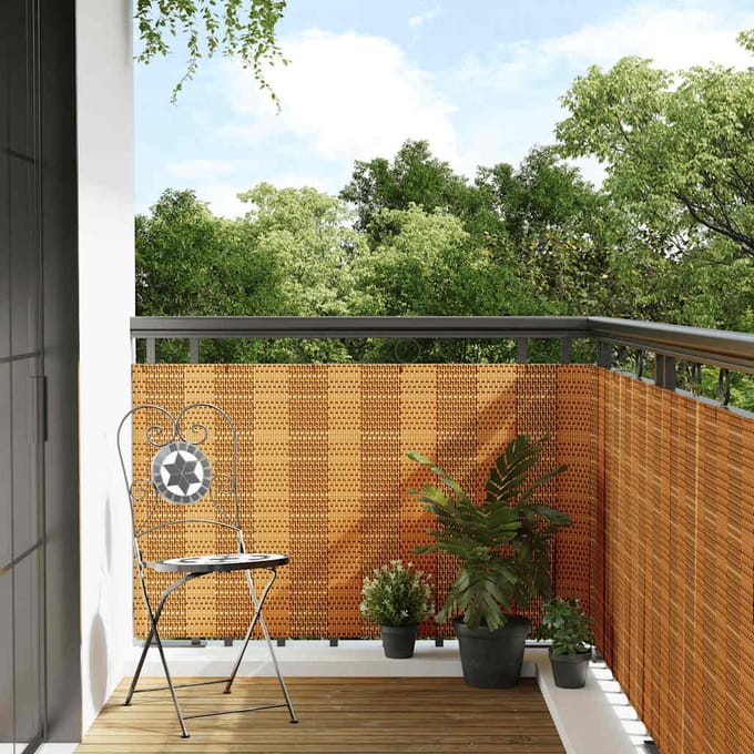 vidaXL - Balkonscherm - 1000x90 - cm - poly - rattan - lichtbruin