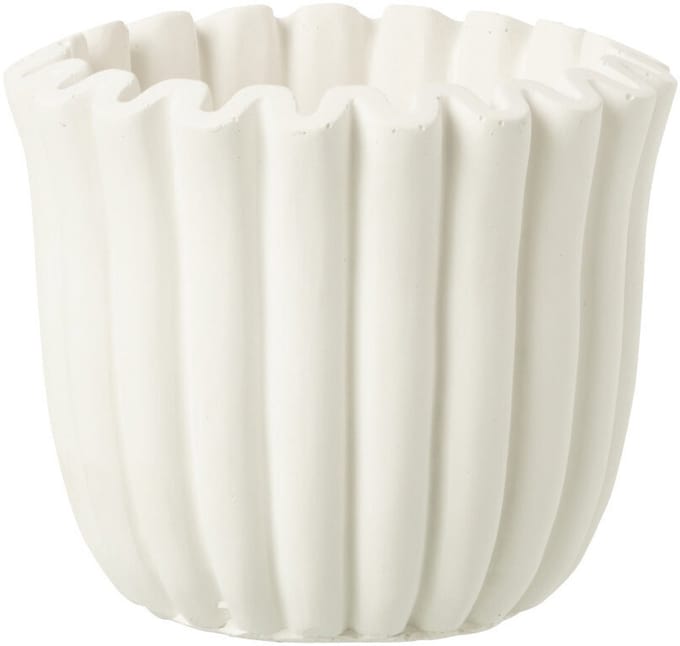 J-Line bloempot Geribbeld - cement - wit - small
