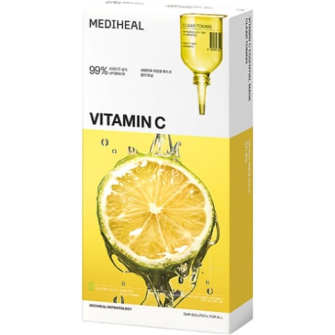 Mediheal Masque Essentiel Vitamine C Pack de 10 Masque en Tissu Éclaircissant & Hydratant yellow