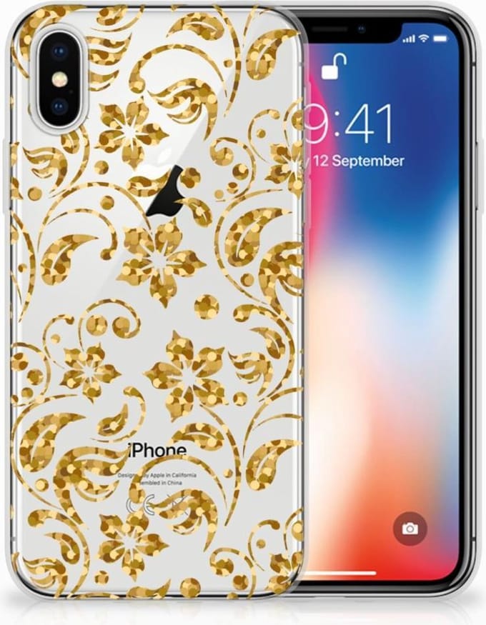 Apple iPhone X | Xs TPU Case Gouden Bloemen