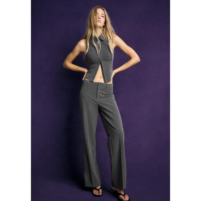 Stradivarius Mouwloze top met drukknopen  Donkergrijs S