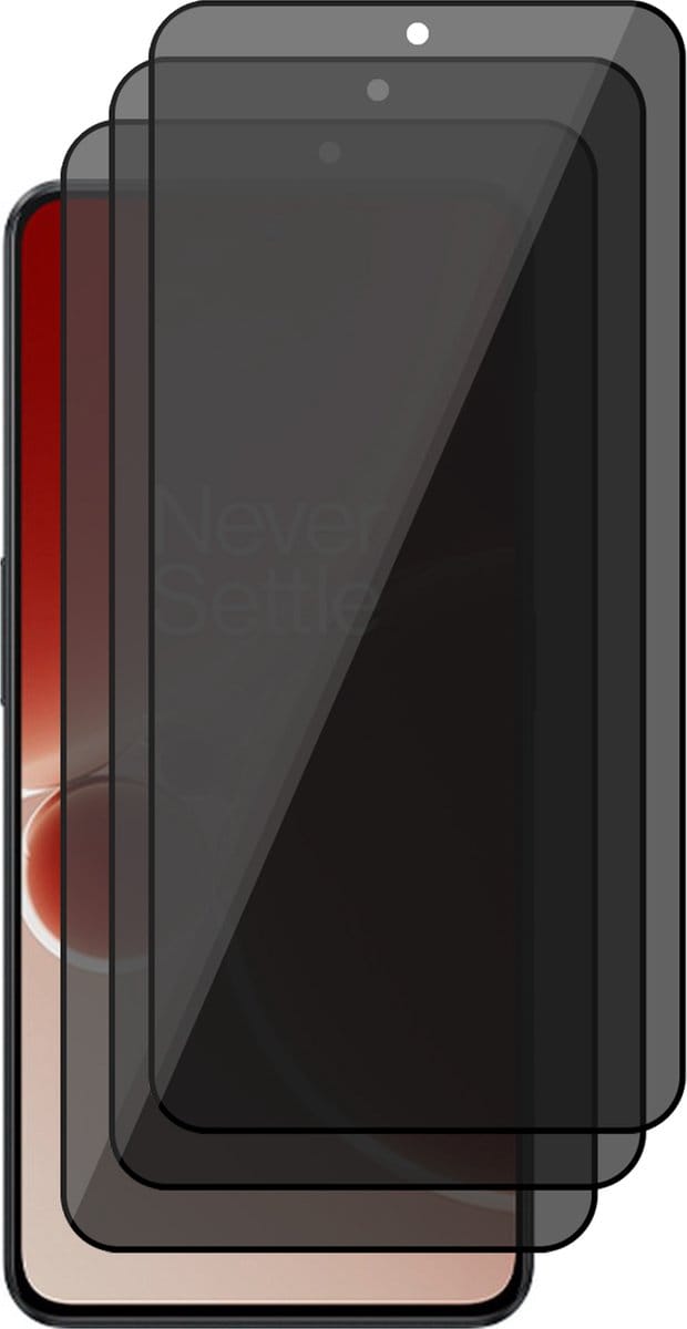 Privacy Screenprotector geschikt voor OnePlus Nord 3 - 3x Volledig Dekkend Glas Screen Protector