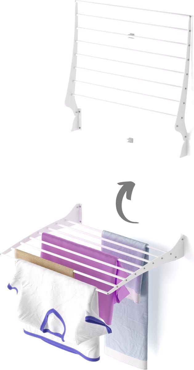 Foxydry Fold 60 white wasdroogrek wandmontage clicksysteem - 60 x 50 x 10 cm