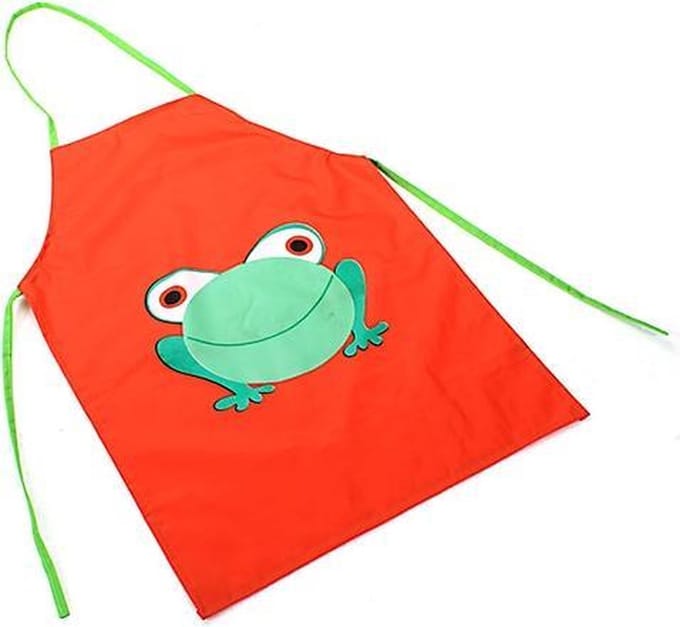 Kinder keukenschort | kikker |makkelijk afwasbaar | kliederschort | oranje