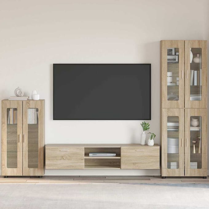 vidaXL - Dressoir - FLORIN - 55,5 - x - 29 - x - 100 - cm - Sonoma - Eik - Bewerkt - hout