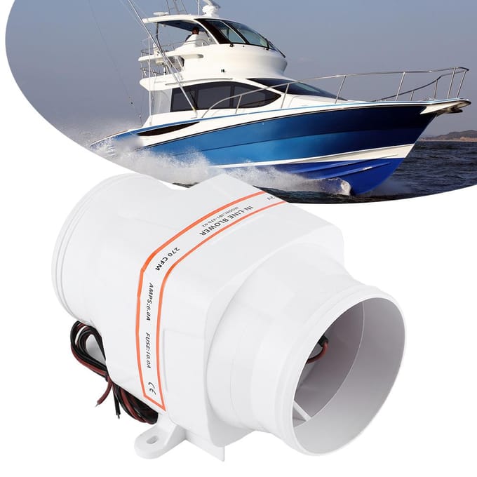 4in 270CFM Bilge Luchtblazer In-Line Marine DC Elektrische Ventilator Bootaccessoire 12V Wit white