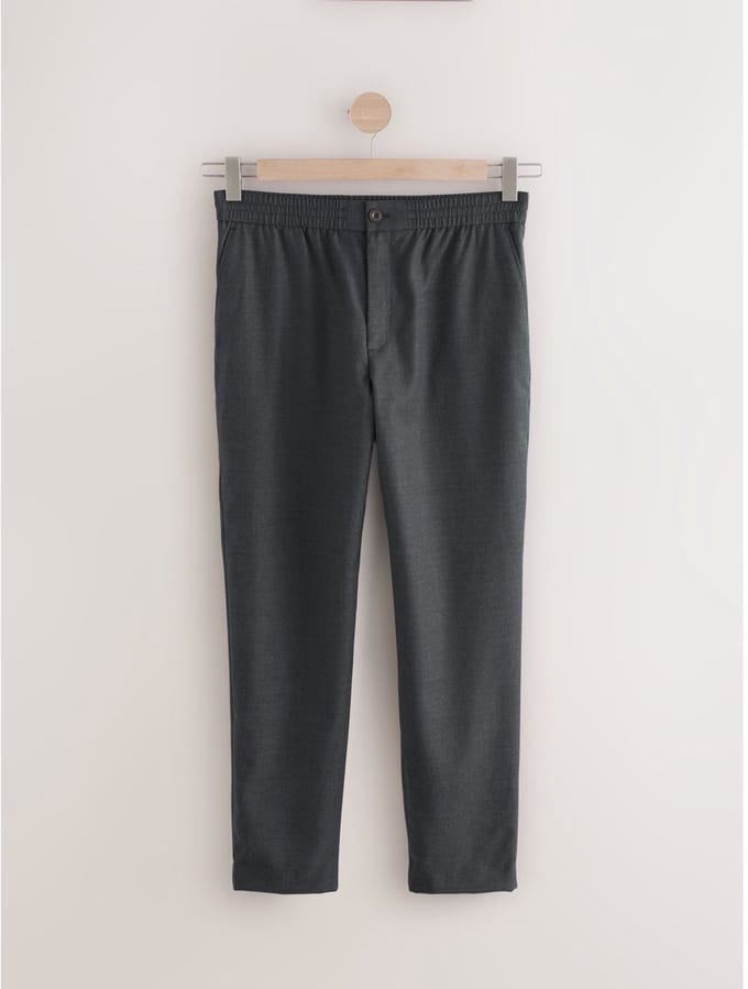 Next - Heren - Formele broek met elastische tailleband en rijke textuur van wol - Grijs