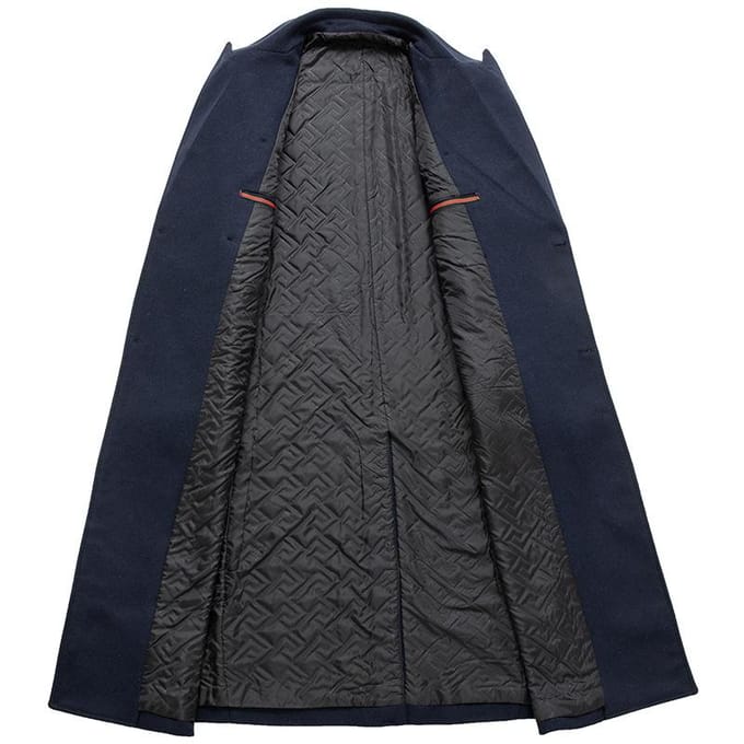 Superlange wollen jas herenmode over de knie wol wollen jas double-breasted wollen jas jas XXL black