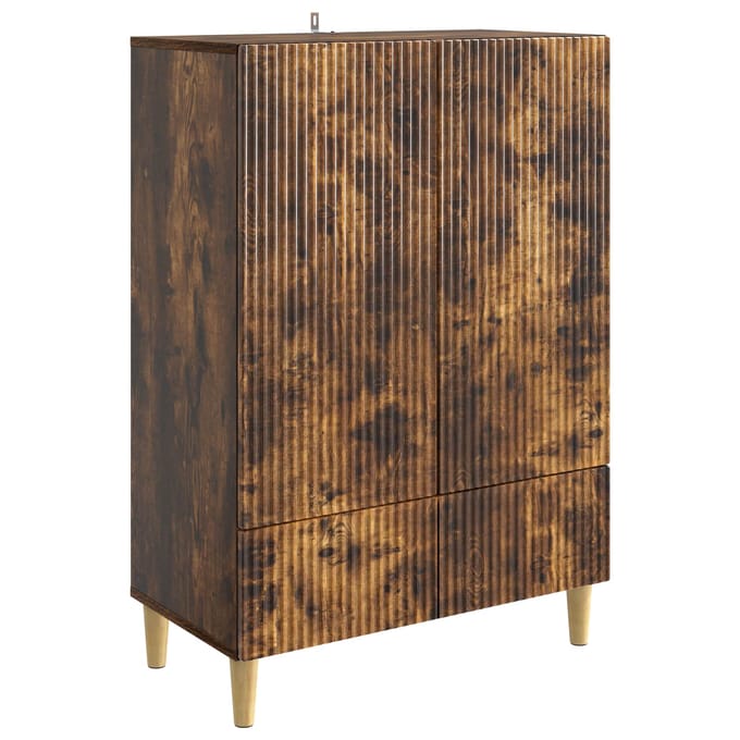 vidaXL - Dressoir - met - lade - Gerookt - eiken - 66 - x - 34,5 - x - 95 - cm - Bewerkt - hout