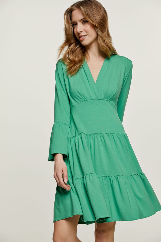 Groene jersey jurk met ruches