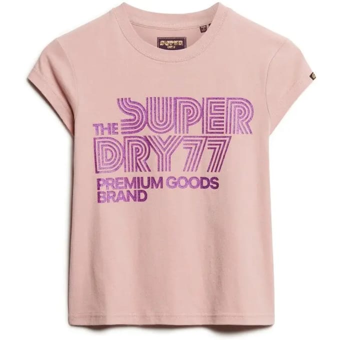 Superdry - T-shirt met retro-glitterlogo - Dames - T-shirts