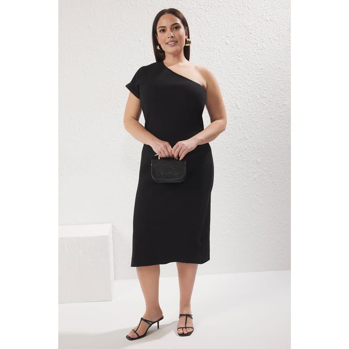 Curve Dames Rechte Midi Mouwloze Casual/Dagelijkse Aansluitende Jurk Plus Size