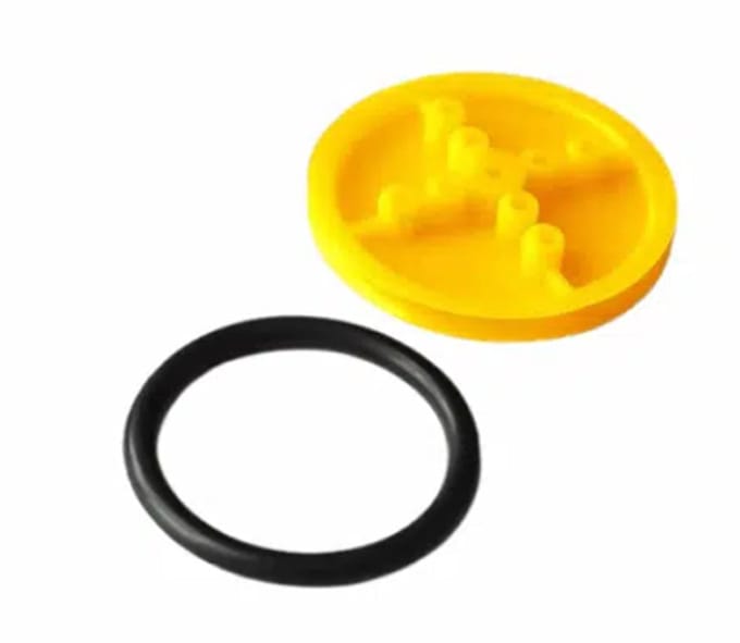 410 Rubber Wheel – 41 mm – Geel Wiel met Rubber O-Ring