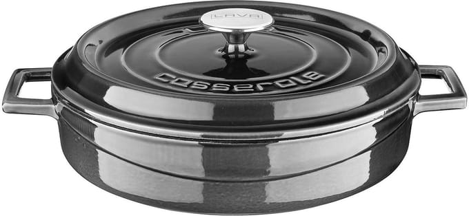 Lava Braadpan met Deksel - Geëmailleerd Gietijzer - Ø 28 cm - 3,51 L - Grijs
