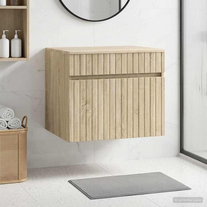 vidaXL - Wandgemonteerde - Badkamerkast - Sonoma - Eiken - 59 - x - 44,5 - x - 50 - cm