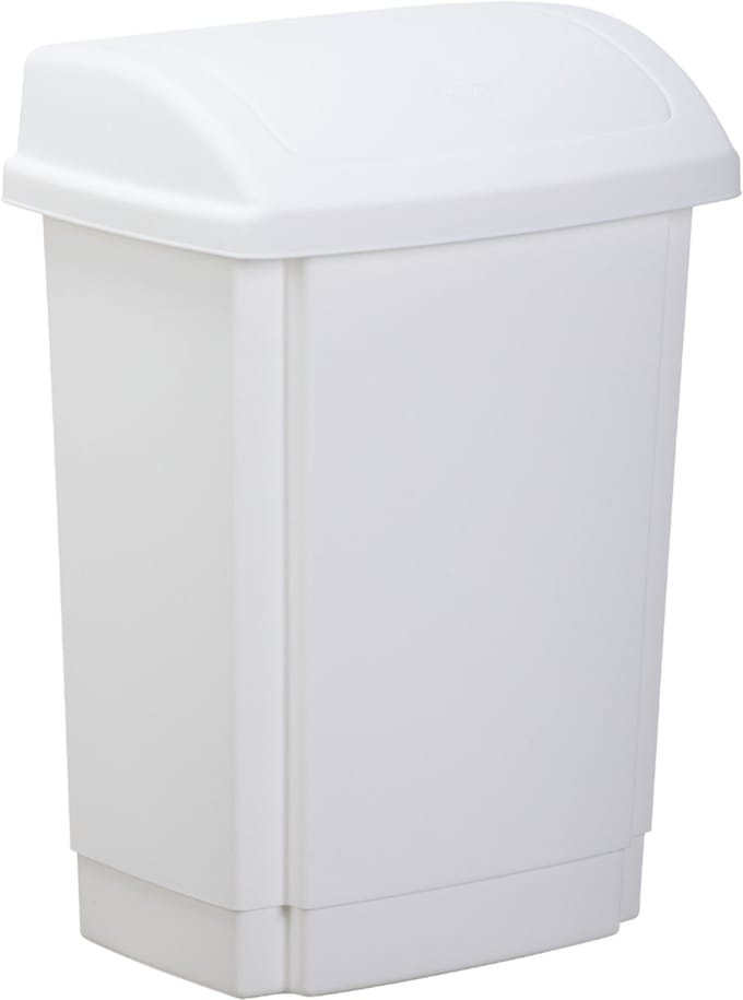 plast team afvalbak met swingdeksel, 15 liter, wit