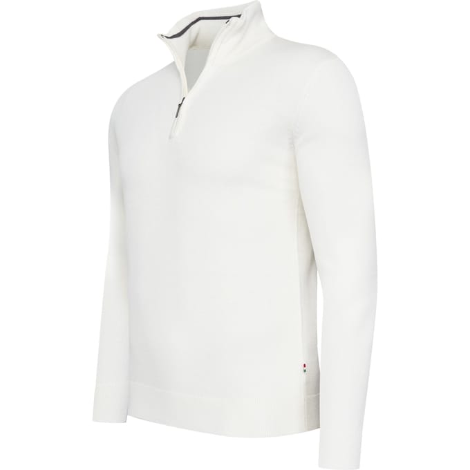 Cappuccino Italia - Heren Trui Pullover Bergamo Zip - Wit - Maat M
