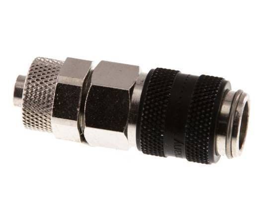 Vernikkeld Messing DN 5 Zwart Luchtkoppeling Snelkoppeling 6x8 mm Push-On Double Shut-Off - CLS5-N-BN-BLA-SV-6