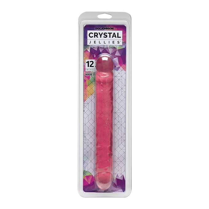Doc Johnson Crystal Jellies dubbele dildo Jr. Double Dong roze - 30,23 cm