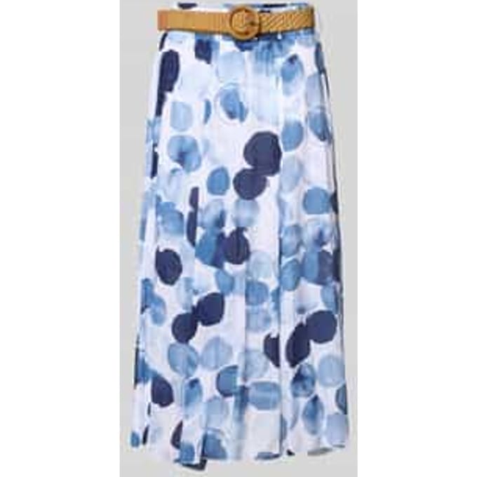 Midi-rok van slub met abstracte print