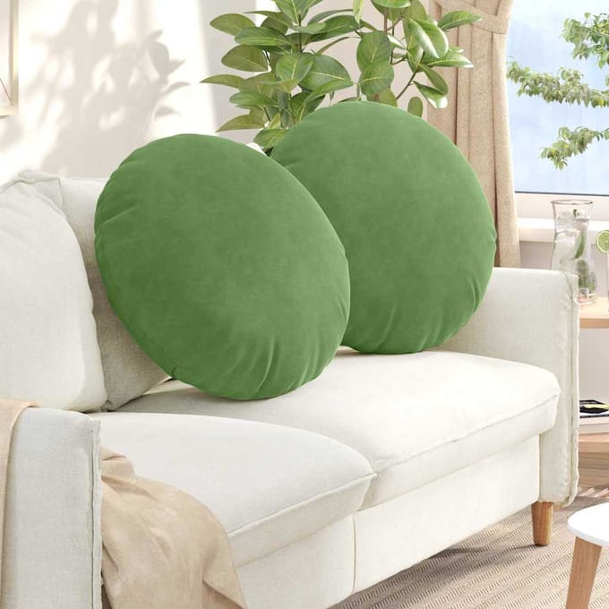 vidaXL - Zitkussens - 2 - st - Fluweel - Lichtgroen - Ø60 - x - 21 - cm