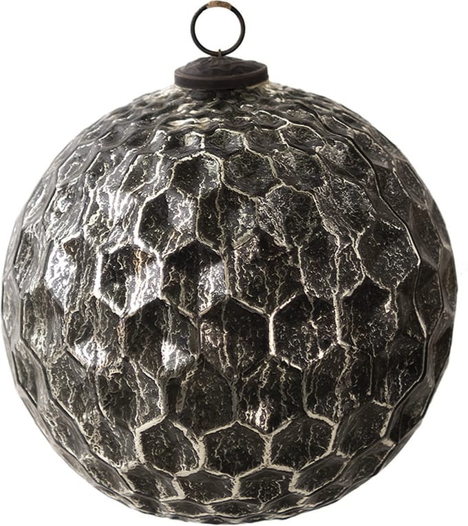 Clayre & Eef Kerstbal XL Overig Ø 20 cm Zwart Glas Kerstballen