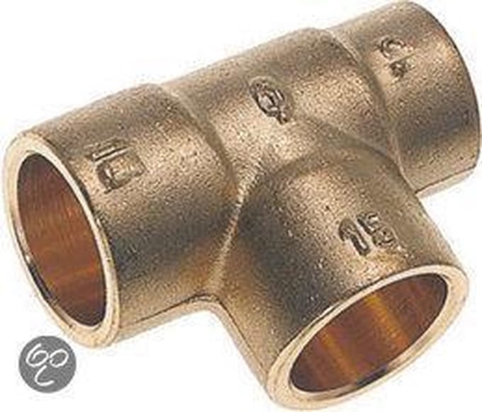 Messing t-stuk 12x15x12mm cap