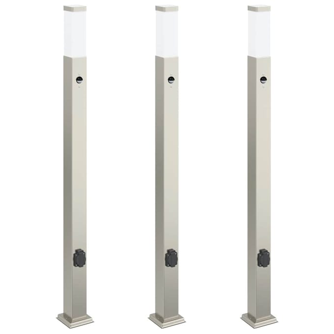 vidaXL Bolderverlichting met sensor en stopcontact 3 stuks 110 cm
