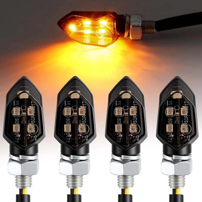 Universele Motor Knipperlichten M8 12V 5 LED Waterdicht IP65 E-Keurmerk (4 Stuks)