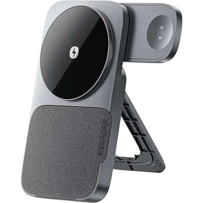 Essager 3-in-1 Opvouwbare Draadloze Oplader 15W met Standaard Grijs