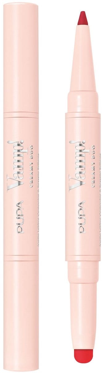 Pupa Milano Vamp! Creamy Duo Lip Pencil & Shiny Lipstick 010-True Red 0,8gr