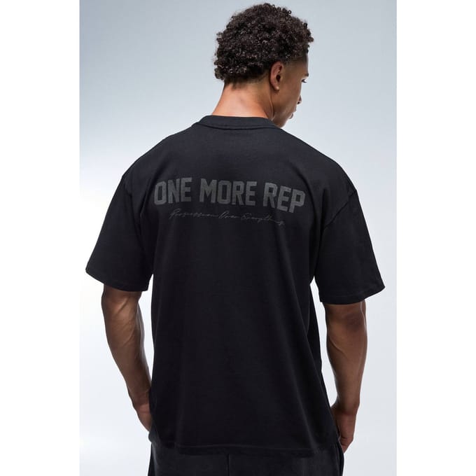 One More Rep Oversized T-shirt Met Verlengde Hals | Black | Size XL