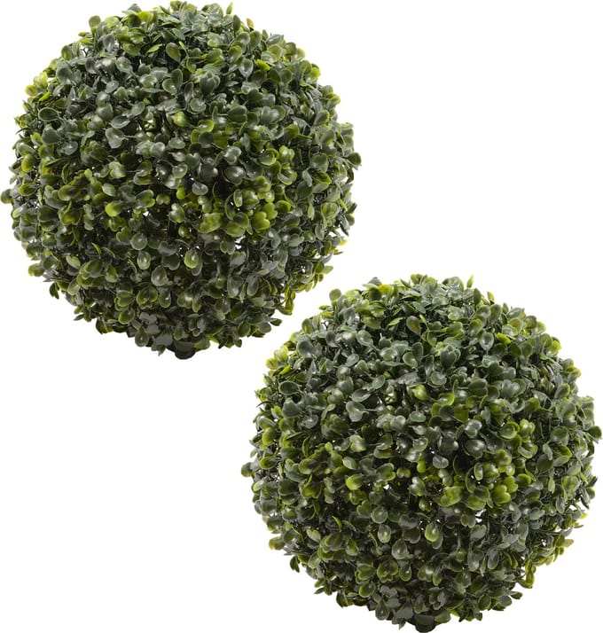 Everlands buxus kunstplant - 2x - D22 cm - groen - kunststof - rond