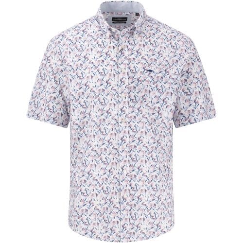 Fynch-Hatton Overhemd Flower Leaves Pattern Short Sleeve Button-Down Peony / male