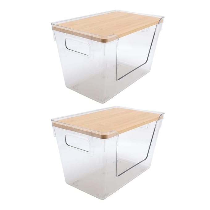 2 stuks Voorraadkast Organizer Bak Multifunctionele Opbergcontainer Transparante Voedselopslag Kast Organizer white
