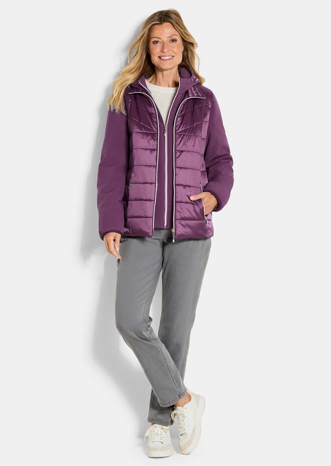 Gewatteerd jack met mouwen van softshell - bessen - Gr. 19 van Goldner Fashion