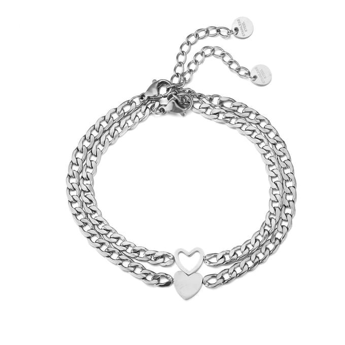 2 Schakelarmbanden met Hartje en uitgesneden Hart