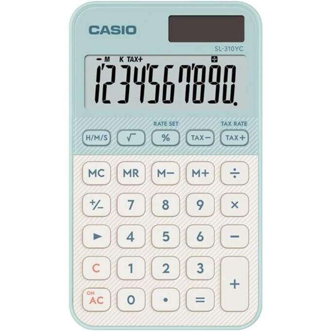Casio Zakrekenmachine Lichtgroen (b x h x d) 70 x 8.6 x 120 mm