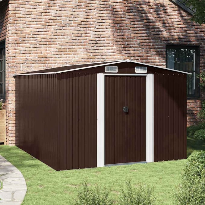 vidaXL - Tuinschuur - 257x298x178 - cm - metaal - bruin