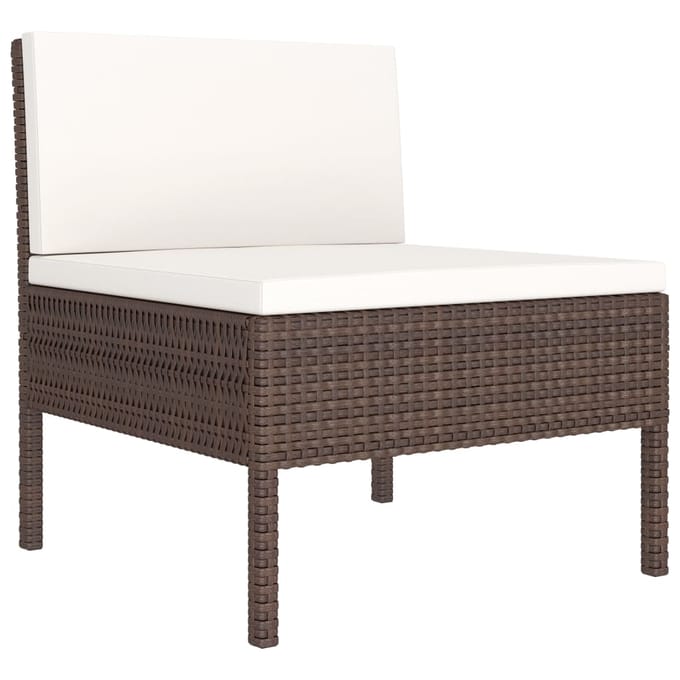vidaXL - 6-delige - Loungeset - met - kussens - poly - rattan - bruin