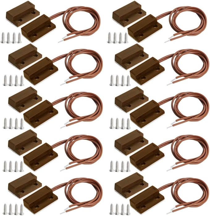 10 stuks Bruine Inbouw Bedrade Vensteralarmen Deurcontact Sensor MC38