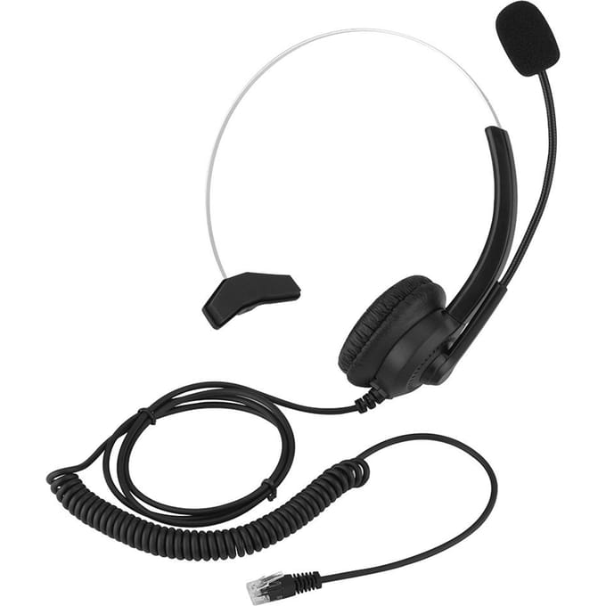 Callcenterheadset met ruisonderdrukking, comfortabel te dragen telefoonheadset met kristalplug