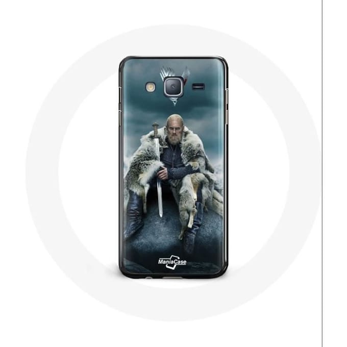Coque pour Samsung Galaxy A3 Vikings Série Saison 6 Ragnar Lothbrok logo V Epée Gris Fond Brouillard