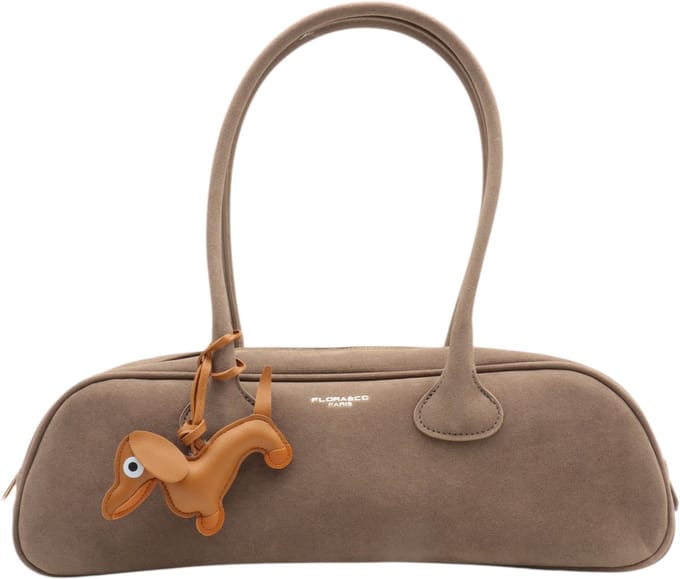 Flora&Co - PAOLO - suède look - hobotas/dames handtas - teckel charm - taupe