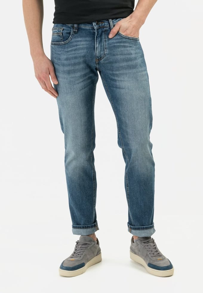 camel active Slim Fit 5-Pocket Jeans - Maat menswear-48/34 - Blauw
